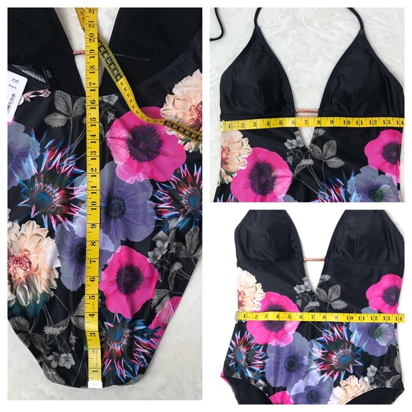 Ted Baker London Low V Neon Poppy Swimsuit 3 - Picture 7 of 8